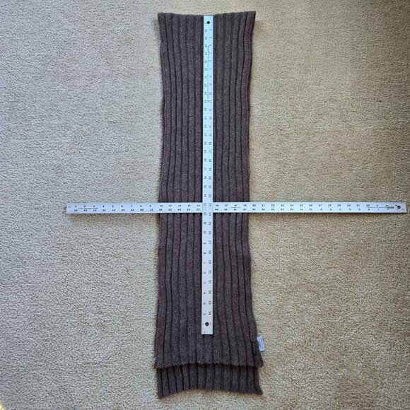 Brown Ribbed Lambswool Scarf made in Ireland - Picture 6 of 9